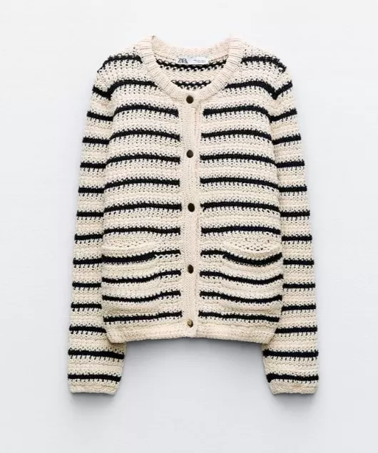 ZARA  |STRIPED KNIT CARDIGAN